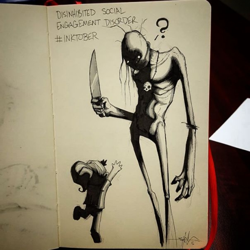 El artista ha pintado a los trastornos mentales en una serie de ilustraciones