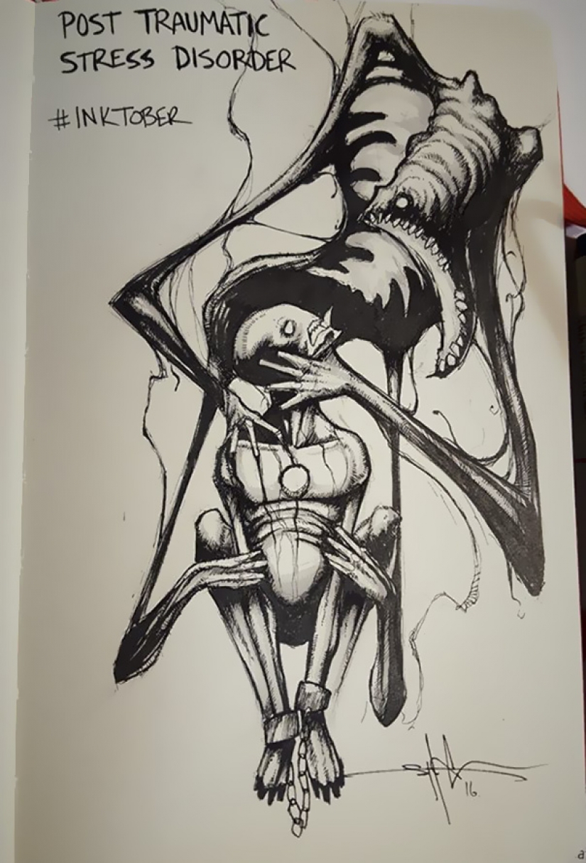 El artista ha pintado a los trastornos mentales en una serie de ilustraciones