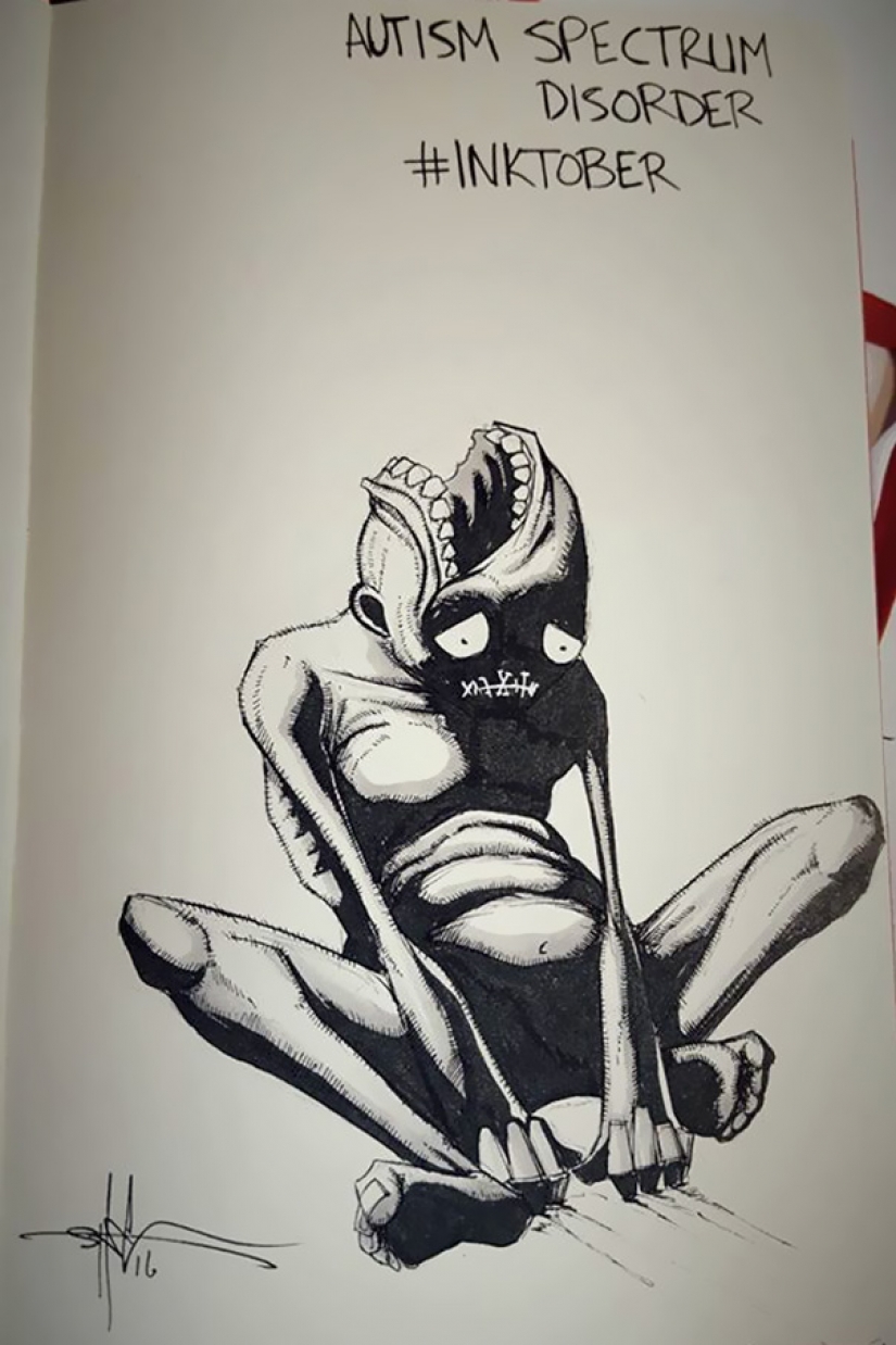 El artista ha pintado a los trastornos mentales en una serie de ilustraciones