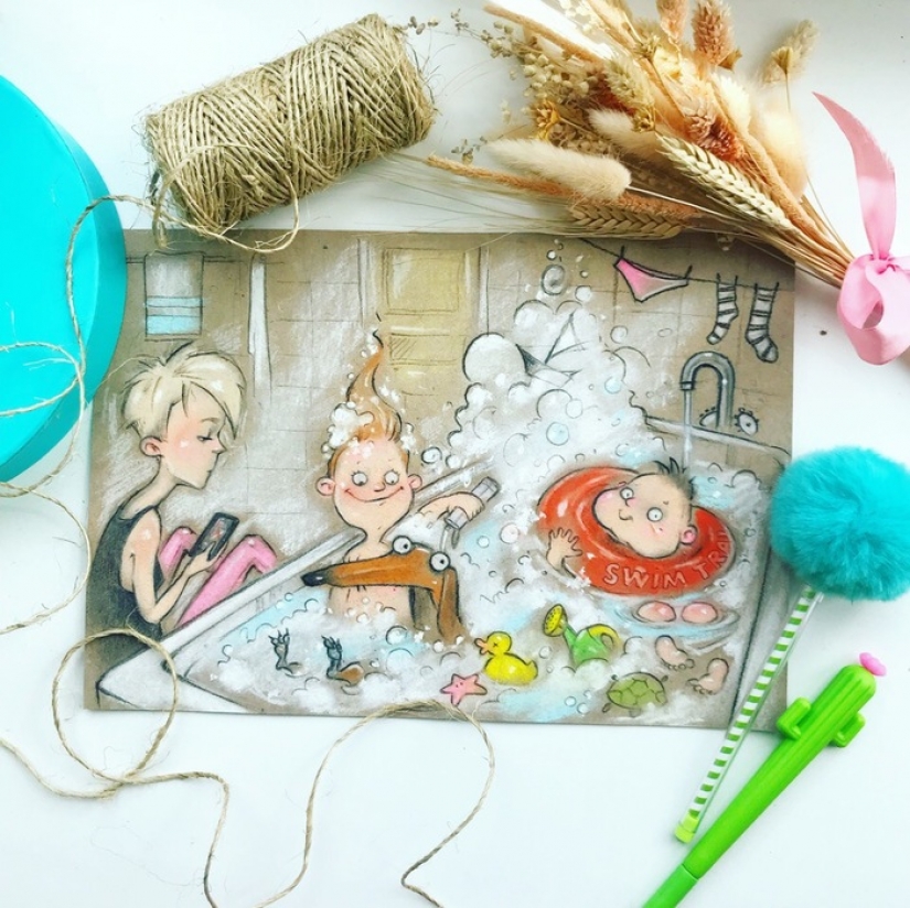 10 increíbles dibujos sobre la vida cotidiana de los rusos mamás