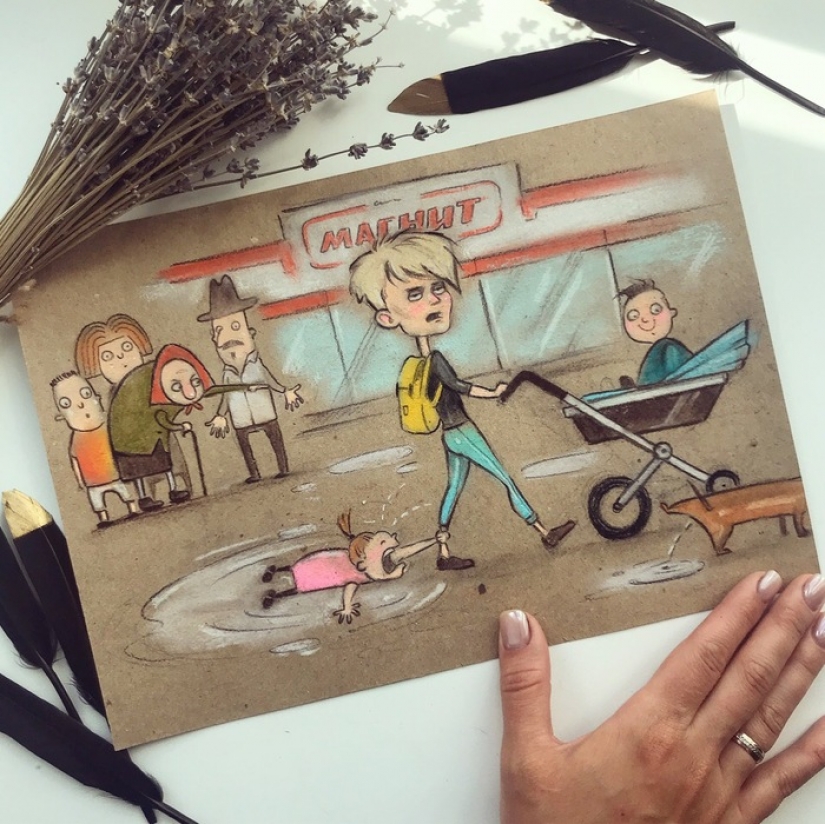 10 increíbles dibujos sobre la vida cotidiana de los rusos mamás
