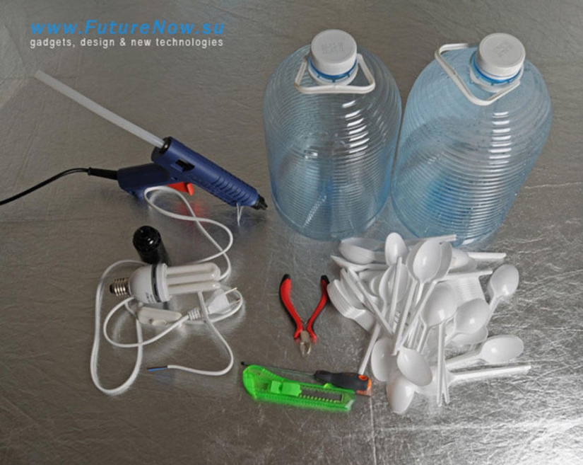 21 la idea de la fabricación de lámparas y candelabros de objetos de la vida cotidiana