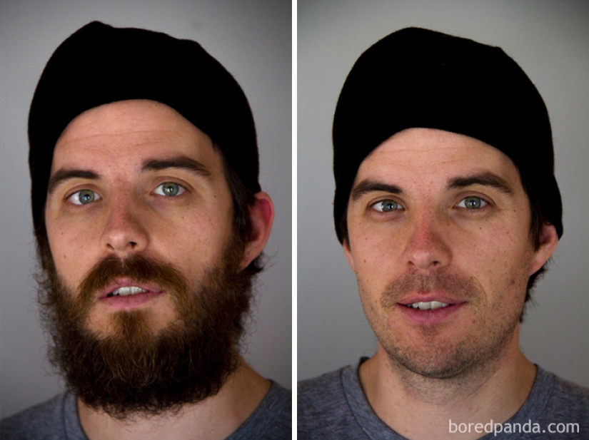 30 men with a beard and without it. It's exactly the same people?