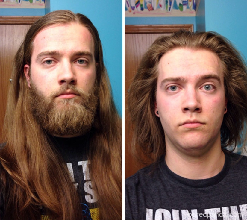 30 men with a beard and without it. It's exactly the same people?