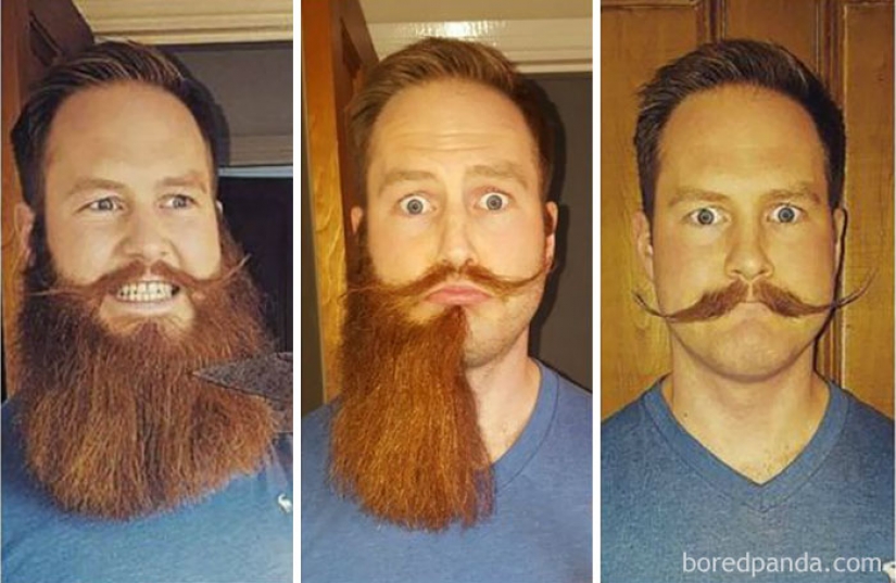 30 men with a beard and without it. It's exactly the same people?
