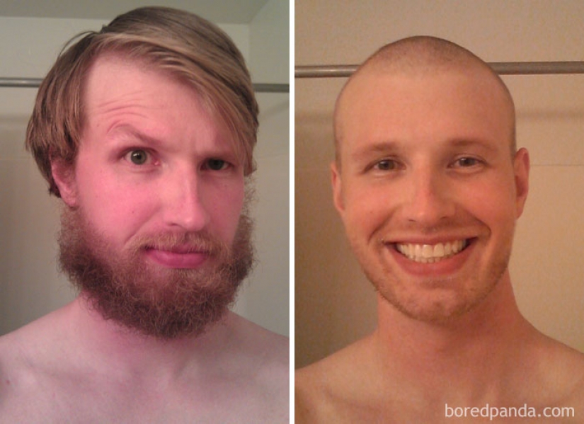 30 men with a beard and without it. It's exactly the same people?