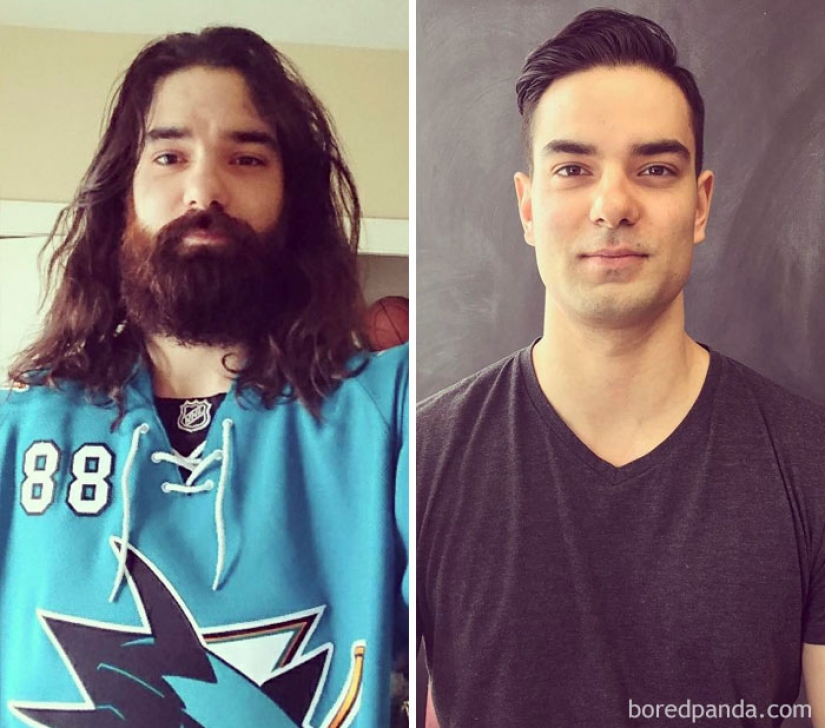 30 men with a beard and without it. It's exactly the same people?