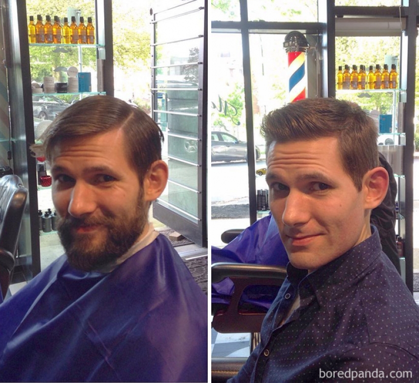 30 men with a beard and without it. It's exactly the same people?