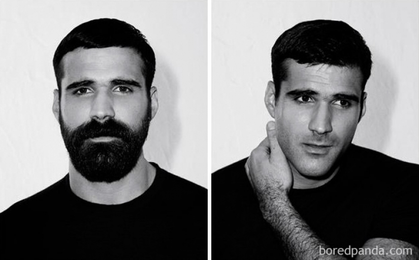 30 men with a beard and without it. It's exactly the same people?