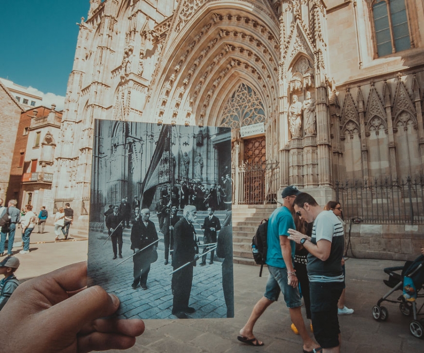 A window to the past: a resident of Baku combines old photos with modern types