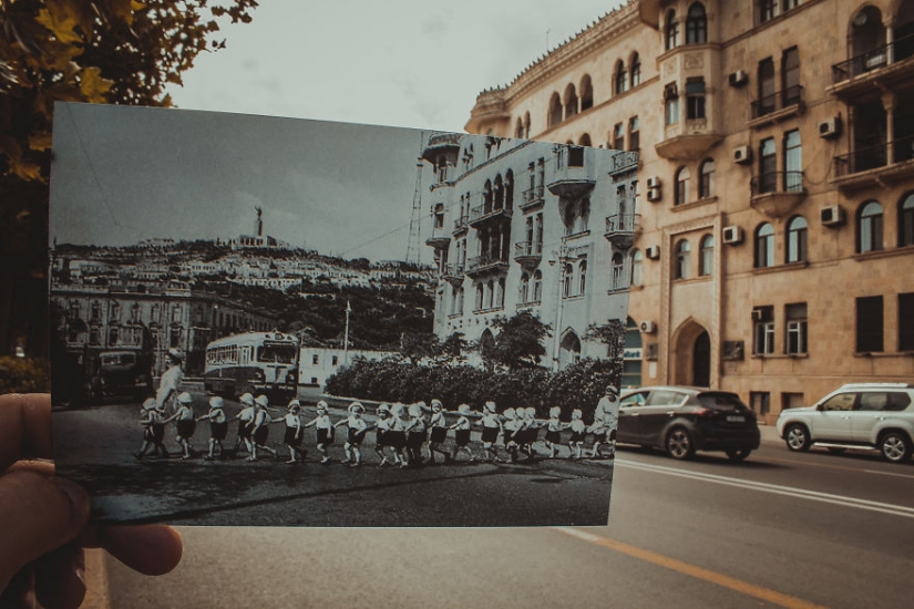 A window to the past: a resident of Baku combines old photos with modern types