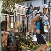 As the Briton ran a marathon in his yard