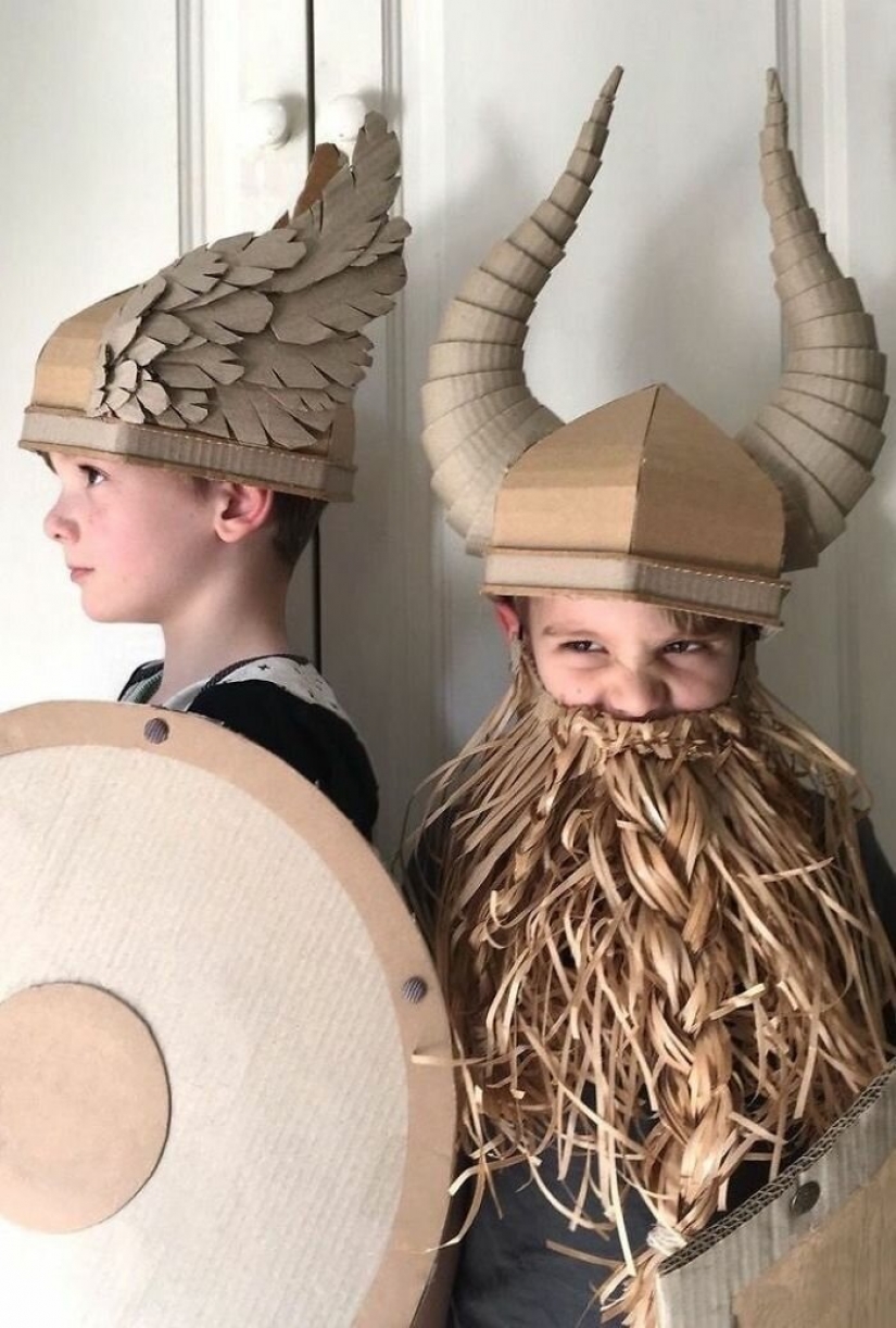 Cheap and creative: seamstress makes costumes out of cardboard Cheap and creative: seamstress makes costumes out of cardboard