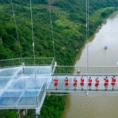 China has opened the suspended glass bridge and immediately set several world records China has opened the suspended glass bridge and immediately set several world records