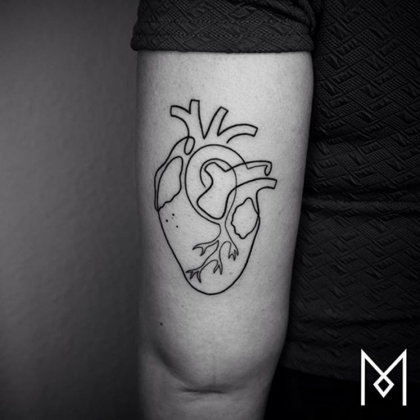 Cool minimalist tattoo, drawn with a single line Cool minimalist tattoo, drawn with a single line
