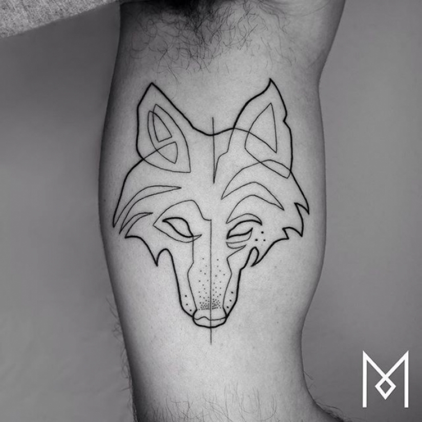 Cool minimalist tattoo, drawn with a single line Cool minimalist tattoo, drawn with a single line