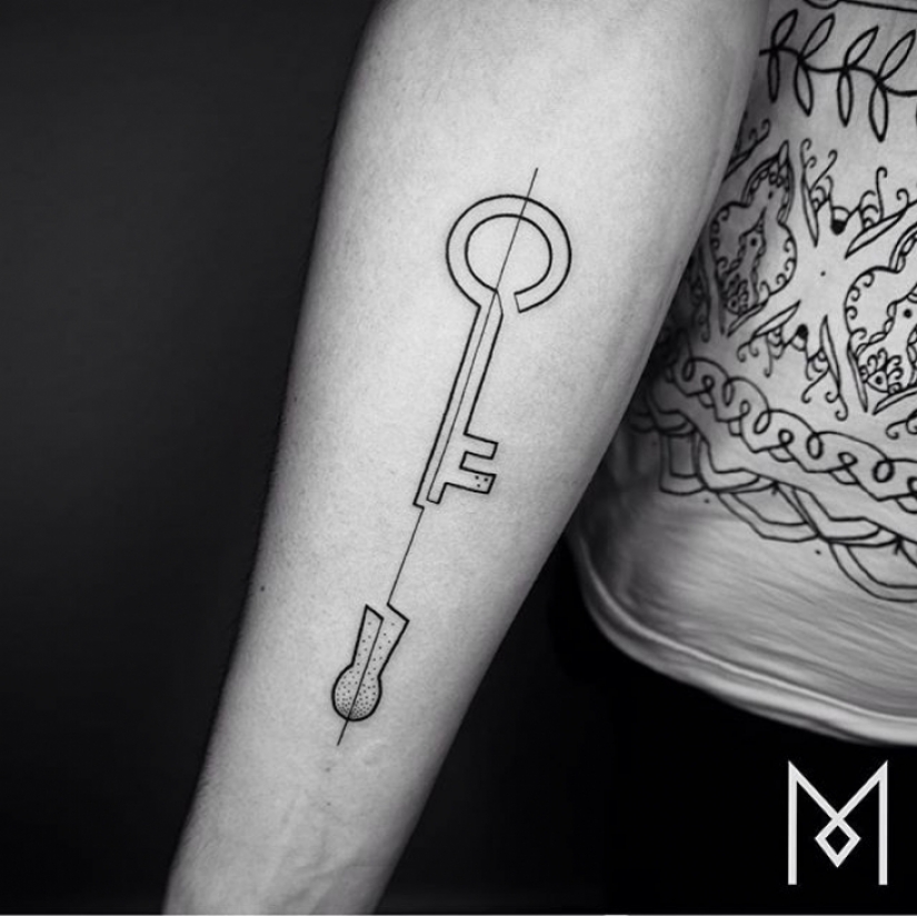 Cool minimalist tattoo, drawn with a single line Cool minimalist tattoo, drawn with a single line