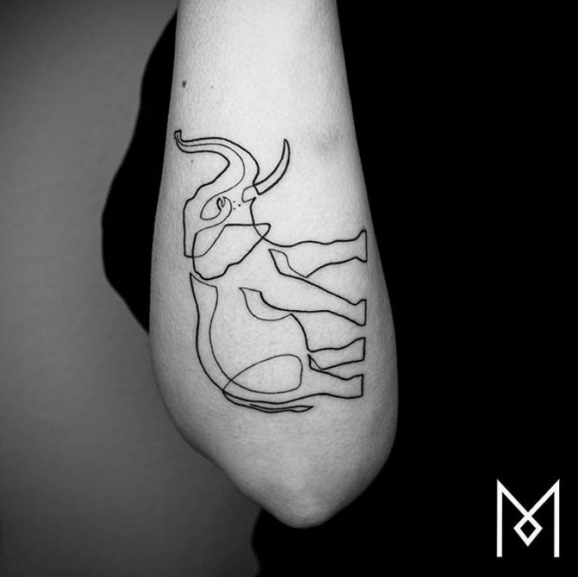 Cool minimalist tattoo, drawn with a single line Cool minimalist tattoo, drawn with a single line