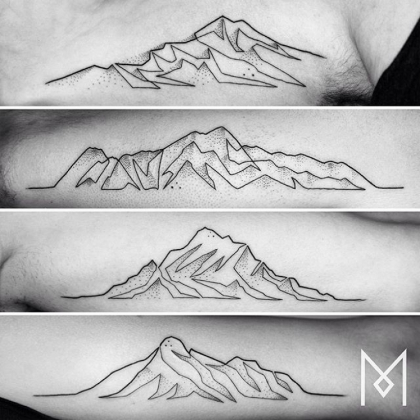 Cool minimalist tattoo, drawn with a single line Cool minimalist tattoo, drawn with a single line