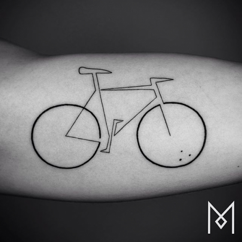 Cool minimalist tattoo, drawn with a single line Cool minimalist tattoo, drawn with a single line