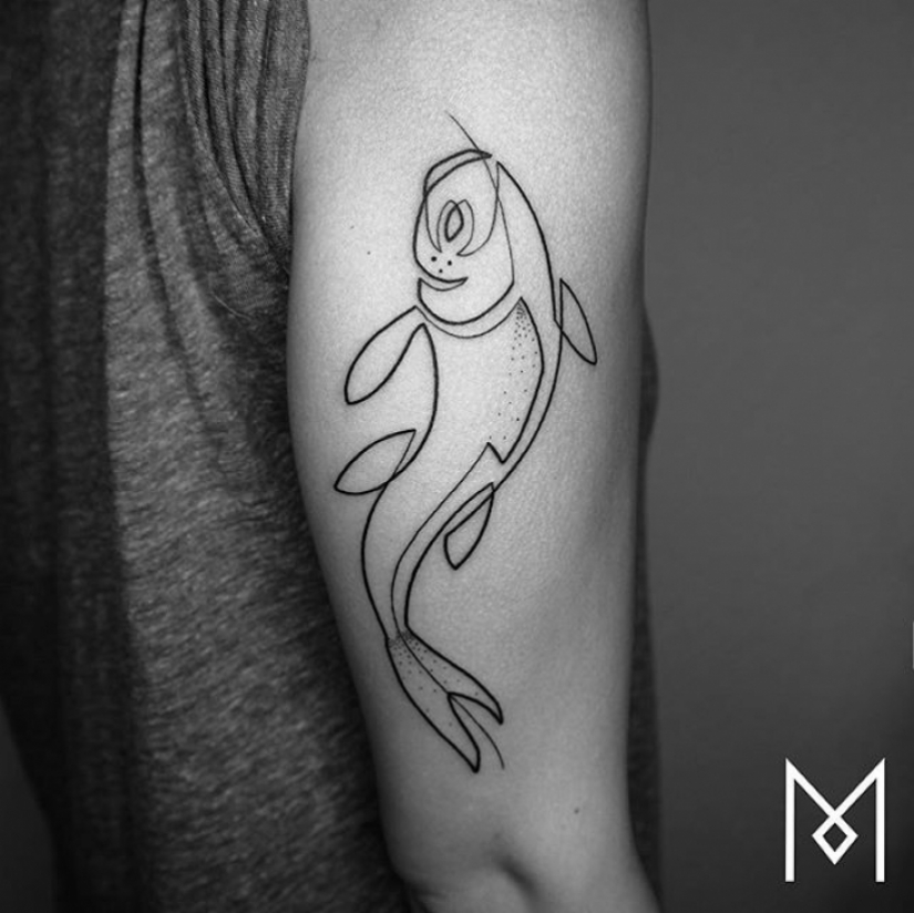 Cool minimalist tattoo, drawn with a single line Cool minimalist tattoo, drawn with a single line