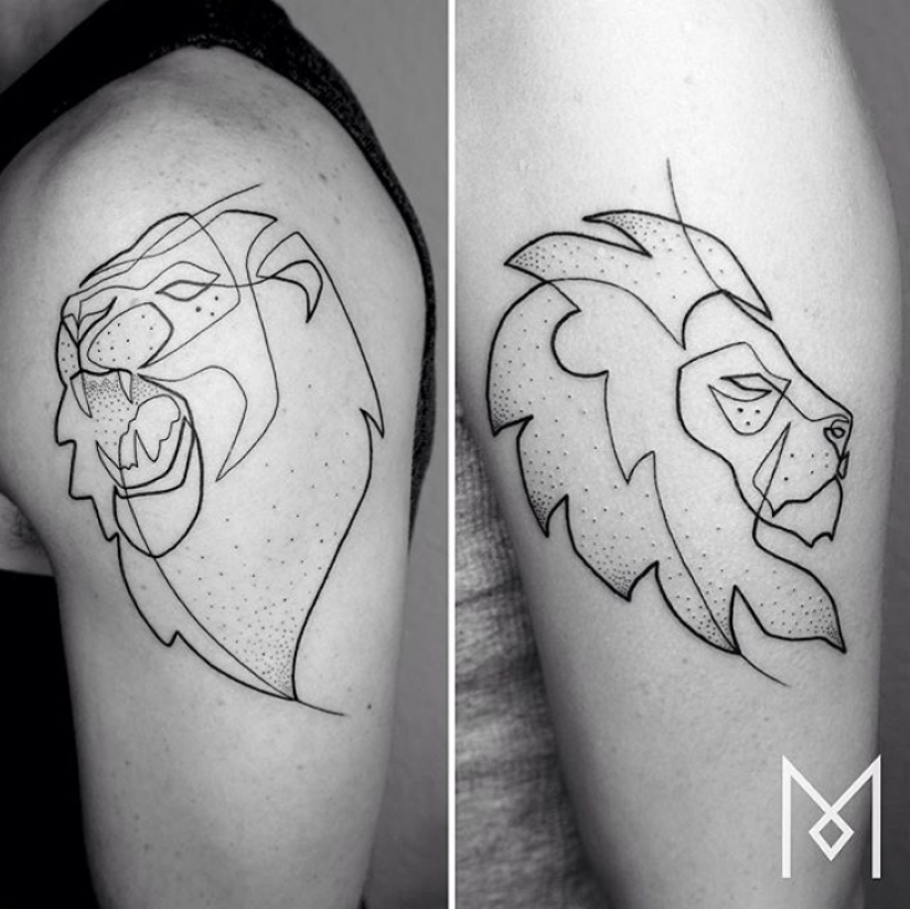 Cool minimalist tattoo, drawn with a single line Cool minimalist tattoo, drawn with a single line