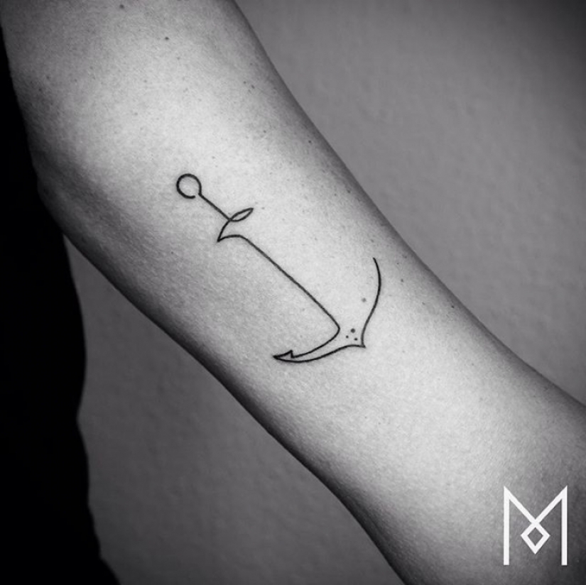 Cool minimalist tattoo, drawn with a single line Cool minimalist tattoo, drawn with a single line
