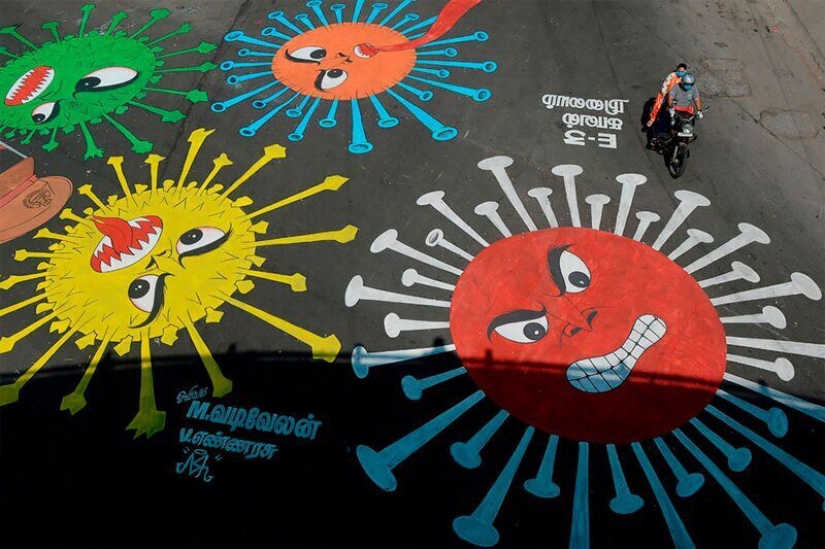 Coronavirus en las calles de el mundo: 17 obras de arte de la calle sobre el tema CoVid-19