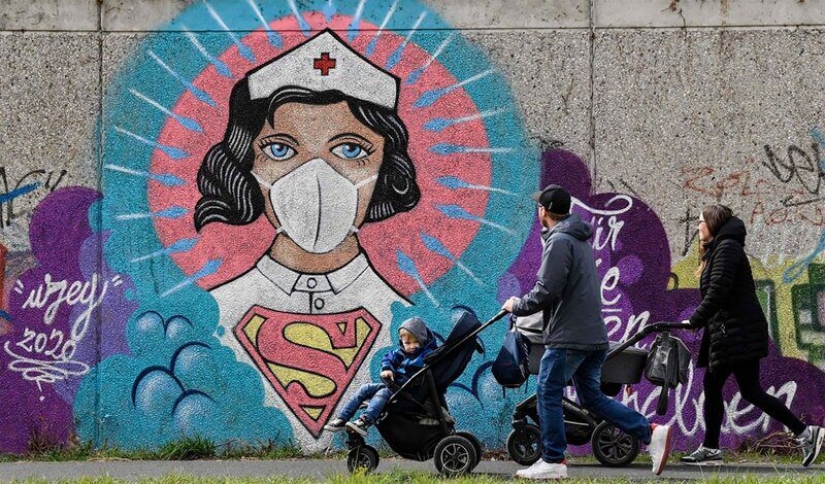 Coronavirus en las calles de el mundo: 17 obras de arte de la calle sobre el tema CoVid-19