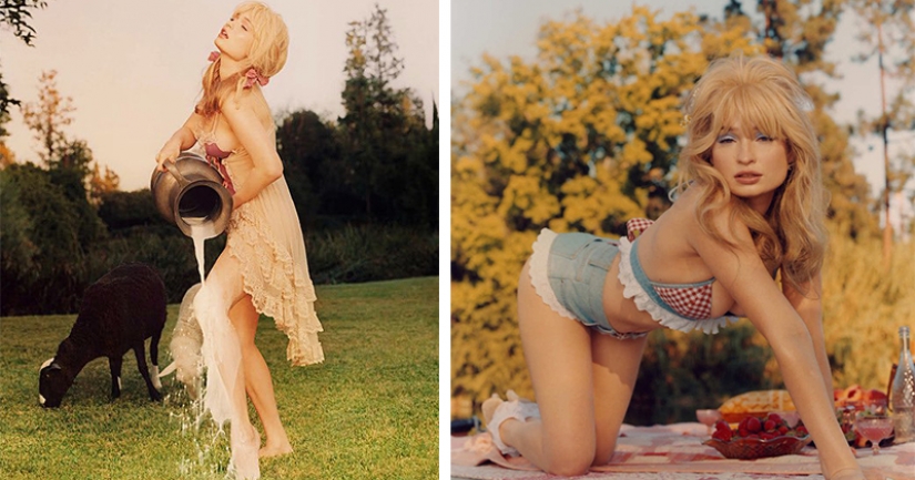 Cottagecore: las Niñas en vestidos retro en el telón de fondo de idilio rural — una nueva tendencia de las redes sociales