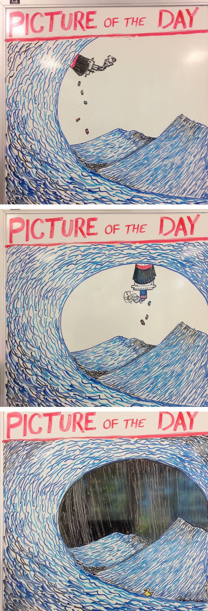 Creativo maestro de historia que cada día hace dibujos en el Tablero