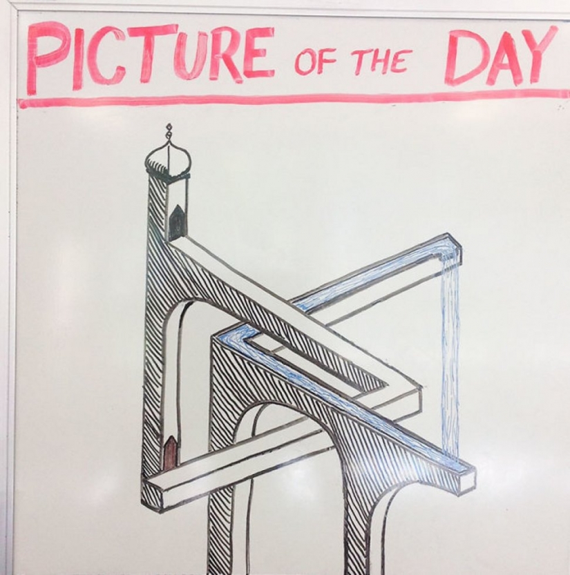 Creativo maestro de historia que cada día hace dibujos en el Tablero