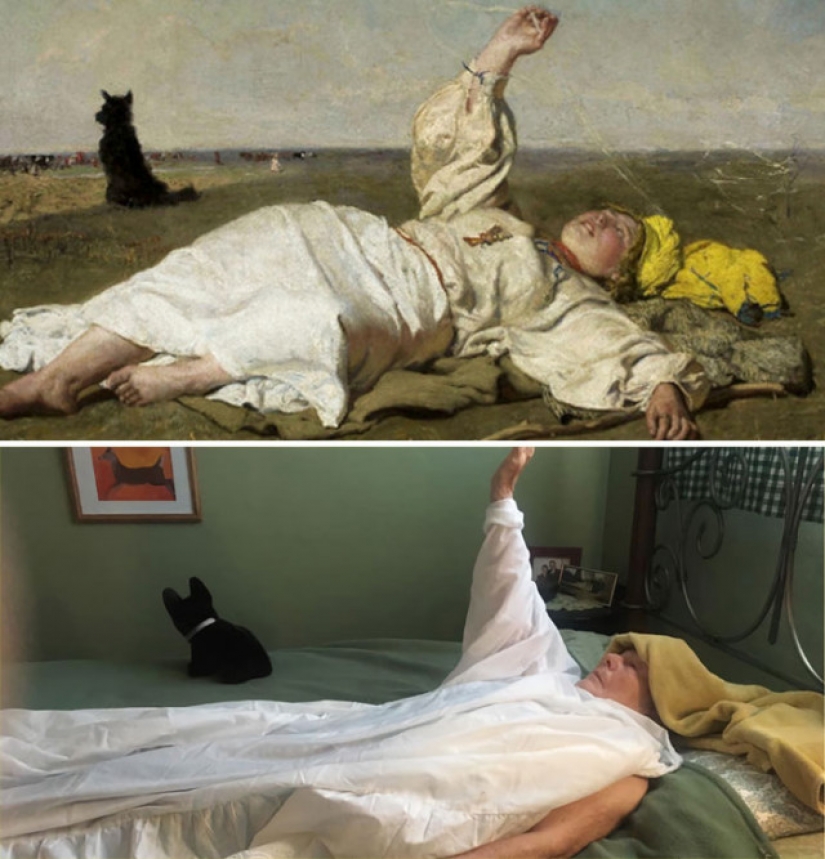 Daughter and her 83-year-old mother recreate works of art on quarantine