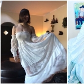 Disipar la angustia! British mujeres llevan vestidos de novia de animar a sí mismos en el aislamiento