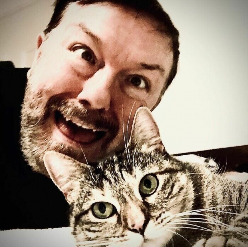 El Actor Ricky Gervais pensado para llevar al gato a la sobreexposición, pero ella cambió sus planes