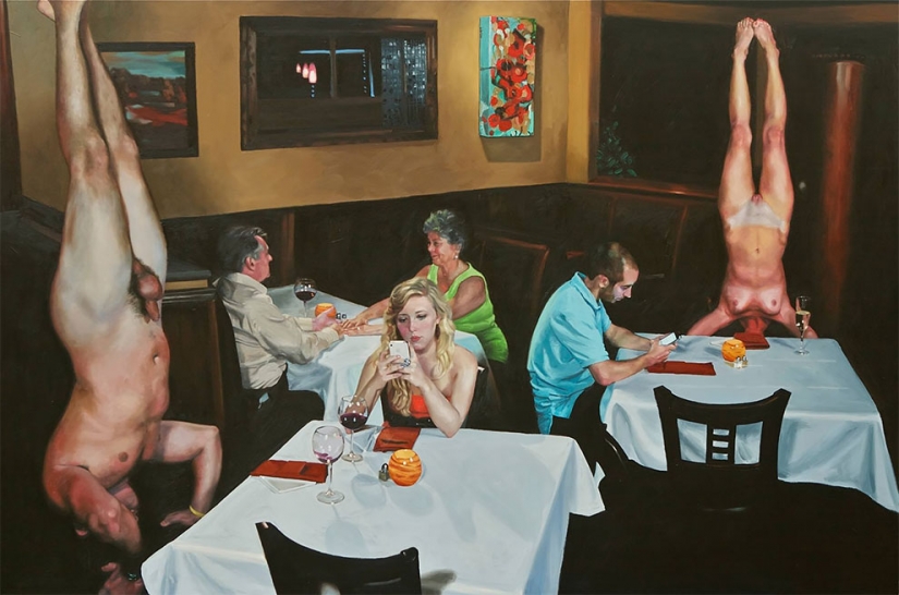 El mal caricatura de la gente a la que todo el mundo había reemplazado a la pantalla del smartphone El mal caricatura de la gente a la que todo el mundo había reemplazado a la pantalla del smartphone