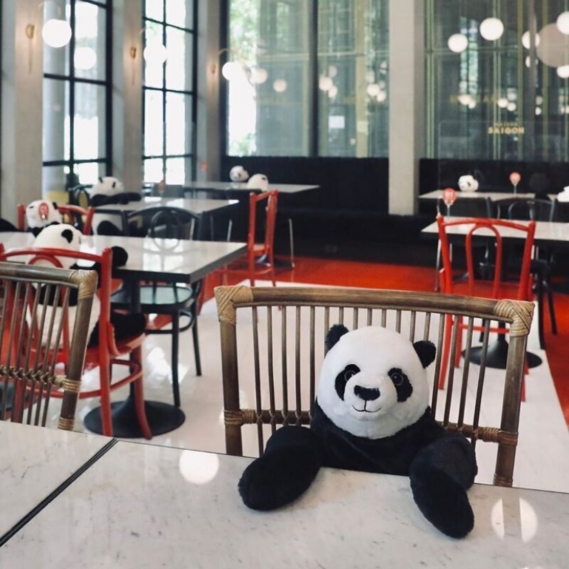 El restaurante Bangkok pandas ayudar a las personas a mantener una distancia
