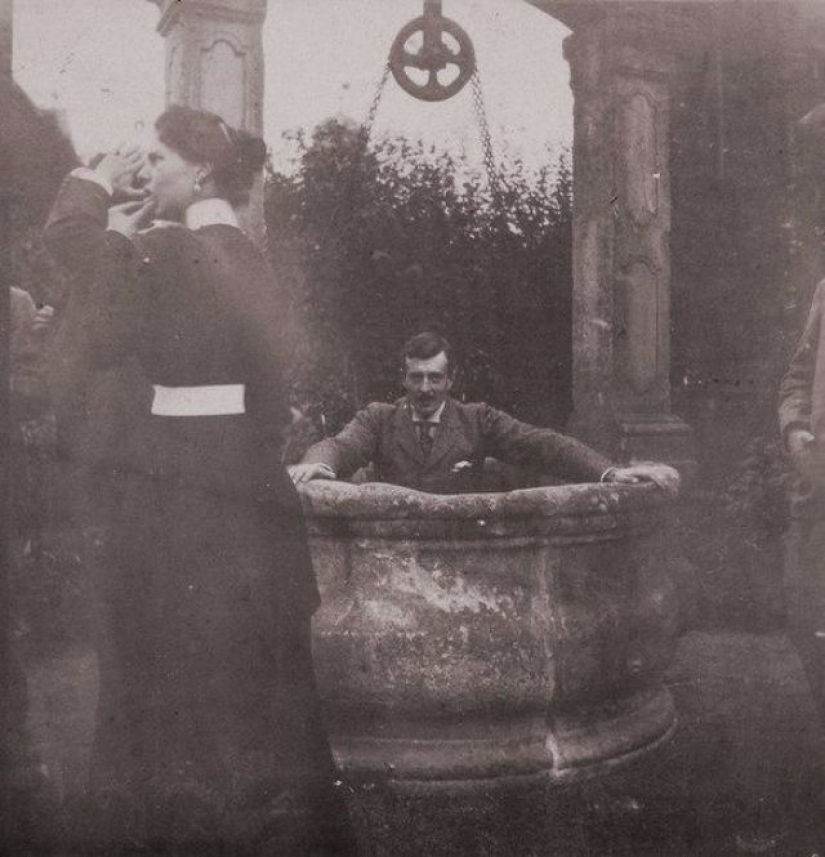 Emperor Nicholas II fooling around with friends on pictures 1899 Emperor Nicholas II fooling around with friends on pictures 1899