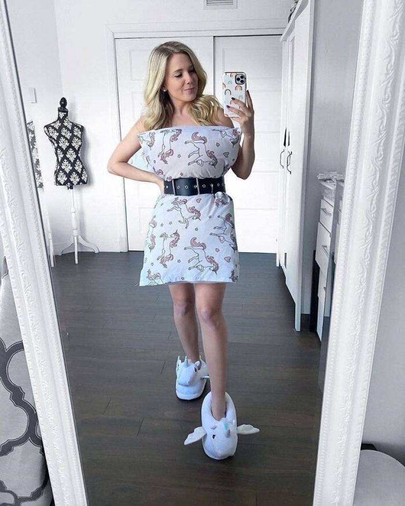 En la red aparecieron los nuevos cuarentena tendencia — vestido-almohada