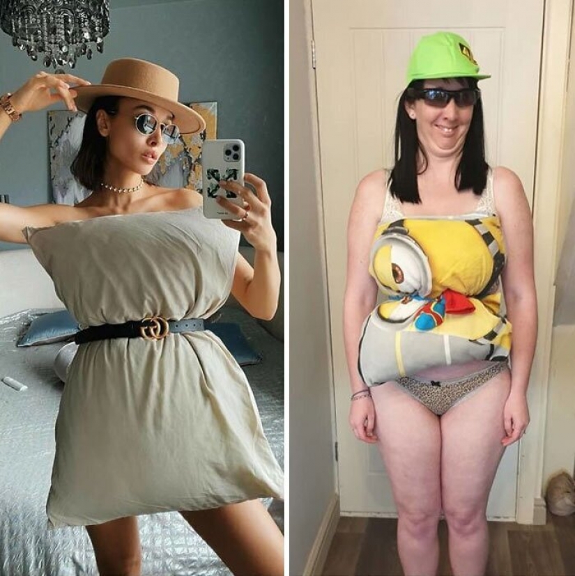 En la red aparecieron los nuevos cuarentena tendencia — vestido-almohada