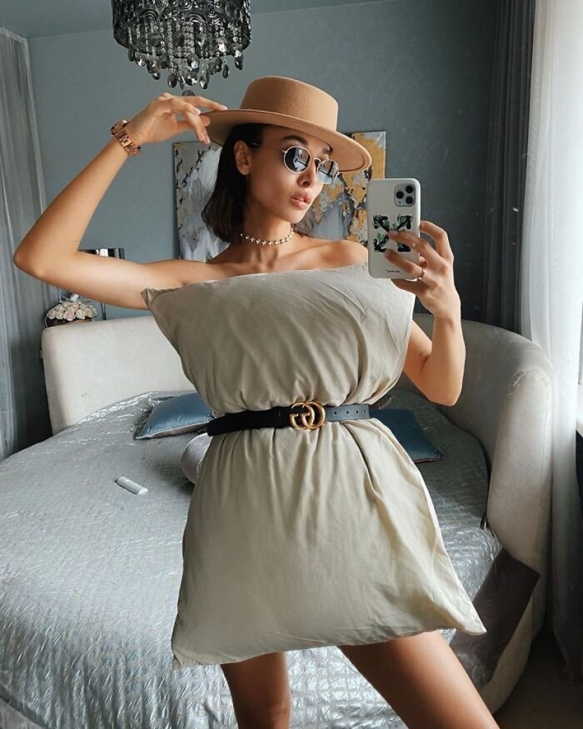En la red aparecieron los nuevos cuarentena tendencia — vestido-almohada