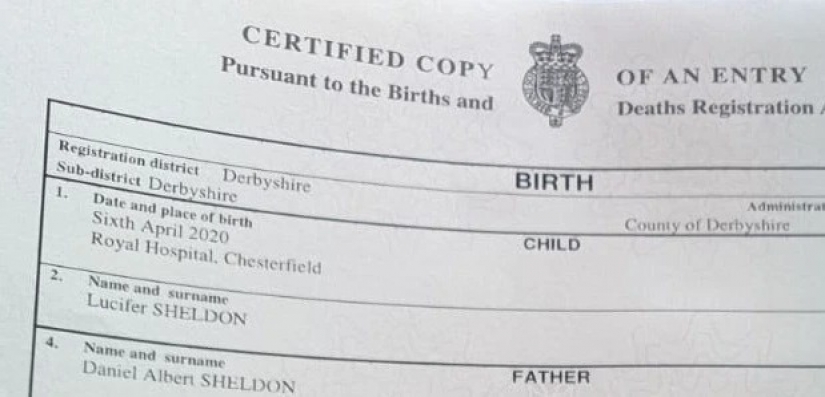English family recovered from the officials of their right to name his son Lucifer English family recovered from the officials of their right to name his son Lucifer