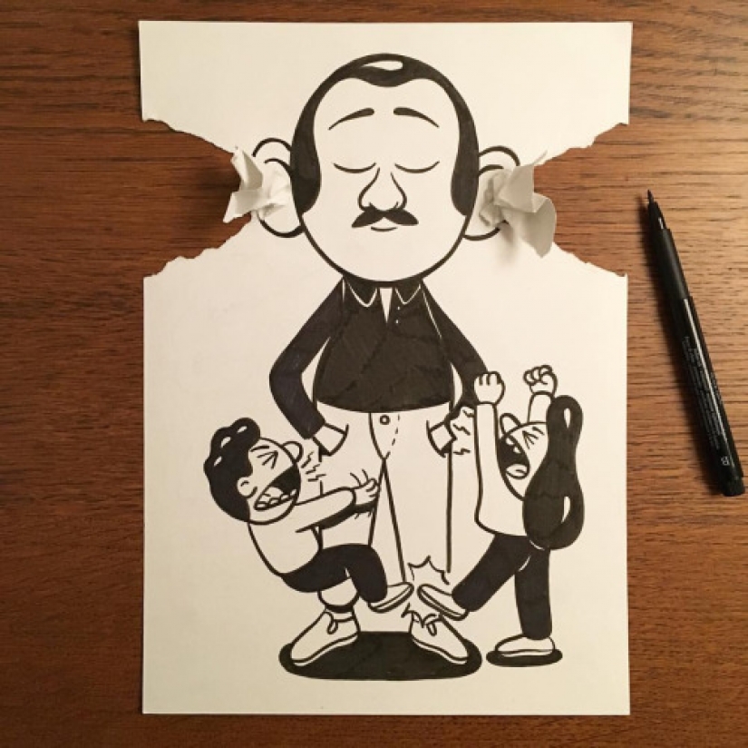 Experiments with paper: comic 3D drawings of the Danish painter