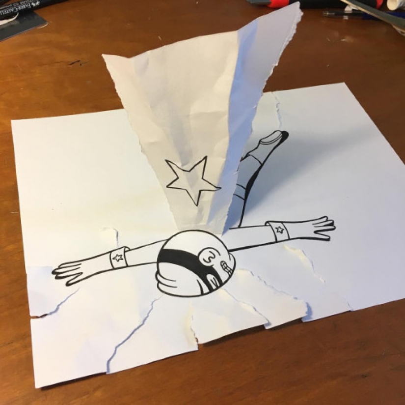 Experiments with paper: comic 3D drawings of the Danish painter