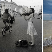 Fotos de una persona, que está de viaje en Rusia con una cámara en sus manos