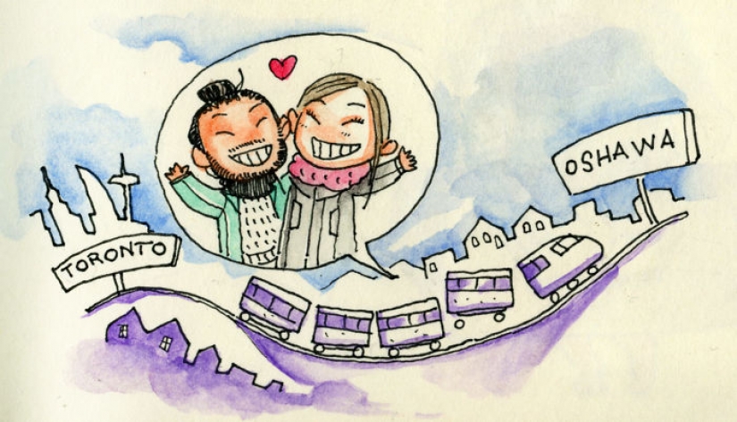 From Italy to Canada for a first date: the artist drew a comic about the first meeting with a sweetheart From Italy to Canada for a first date: the artist drew a comic about the first meeting with a sweetheart