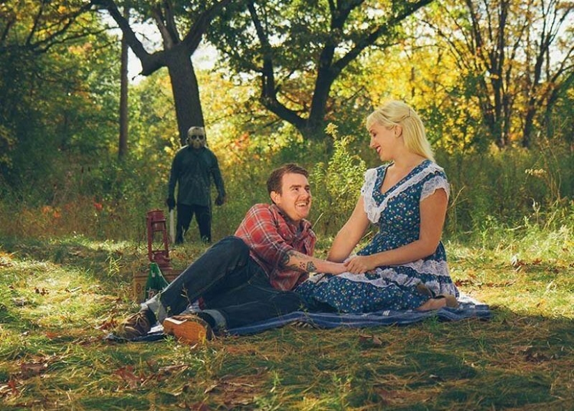 "Hasta que la muerte nos separe": prenupcial sesión de fotos en el estilo de las películas de terror