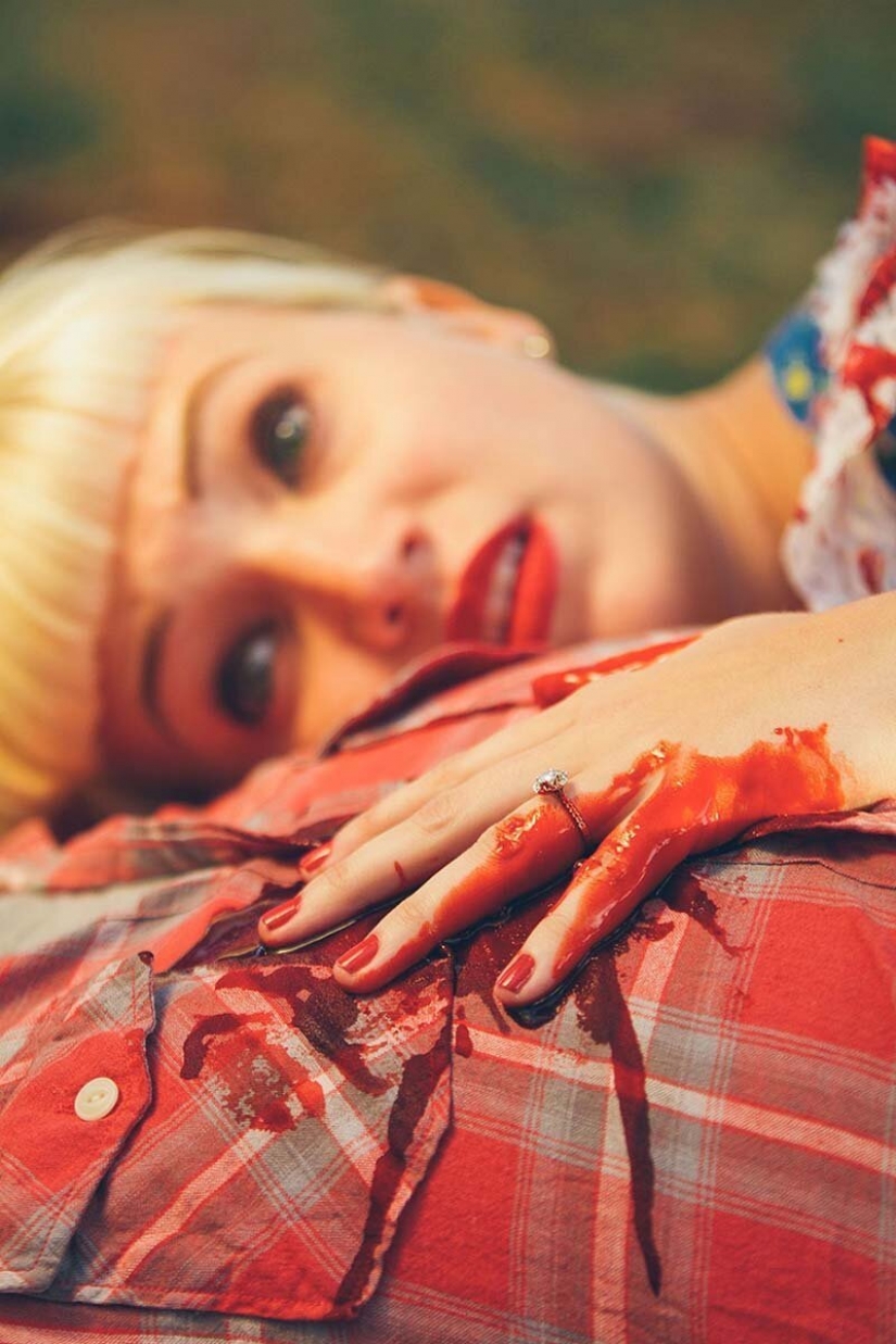 "Hasta que la muerte nos separe": prenupcial sesión de fotos en el estilo de las películas de terror