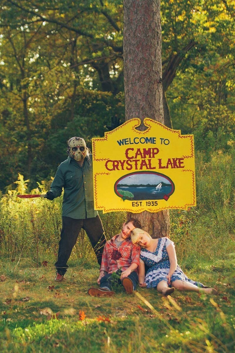 "Hasta que la muerte nos separe": prenupcial sesión de fotos en el estilo de las películas de terror