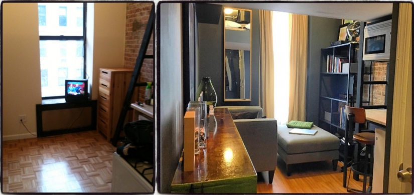 How to fit a kitchen, bedroom and working room of 14 square meters